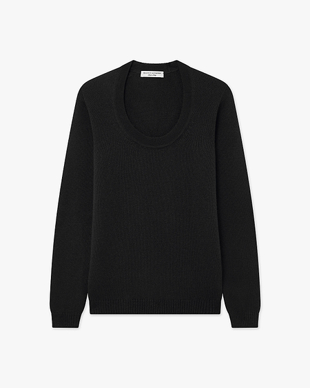 Piuma Wide Neck Sweater - Black Cashmere