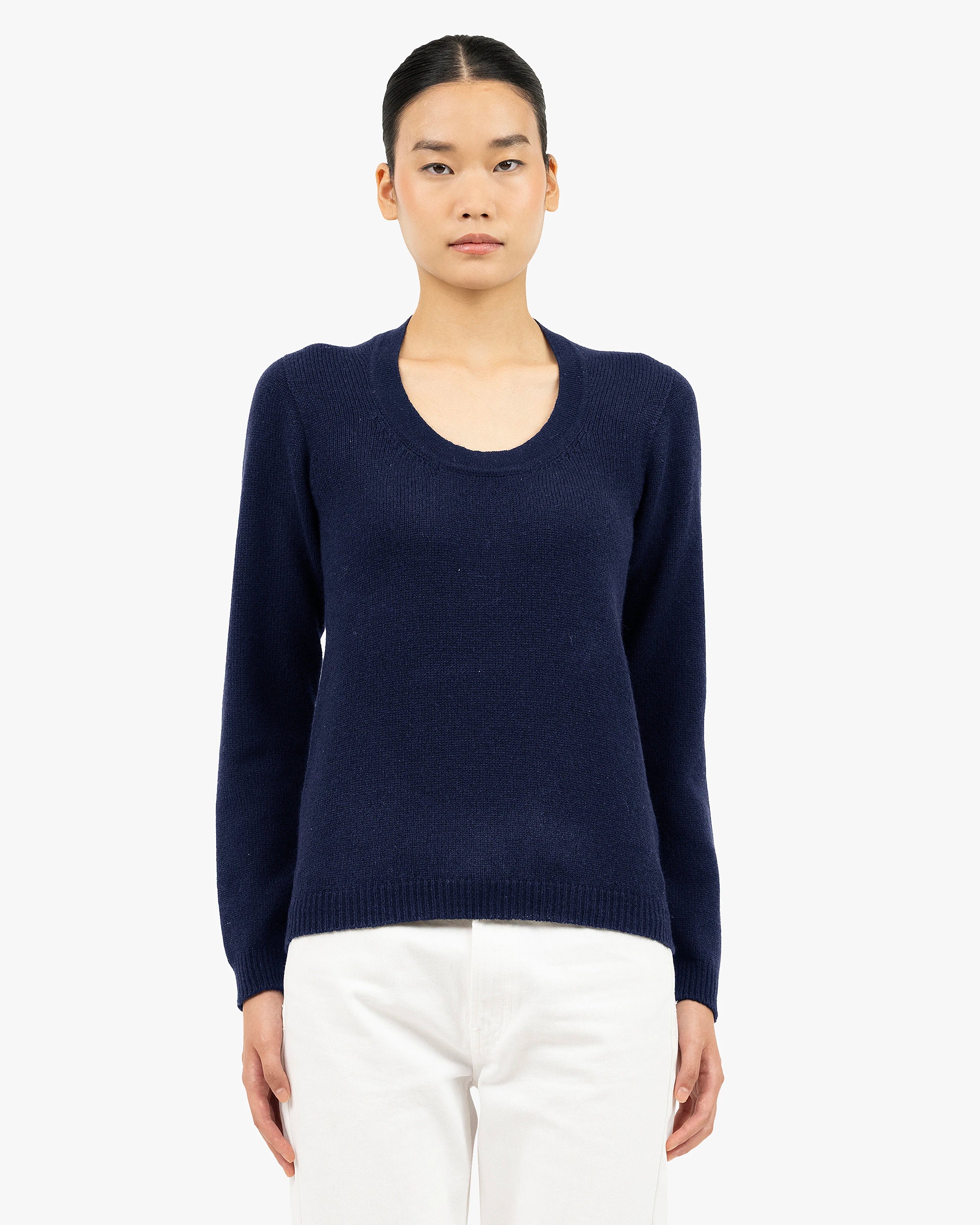 Piuma Wide Neck Sweater - Blue Cashmere