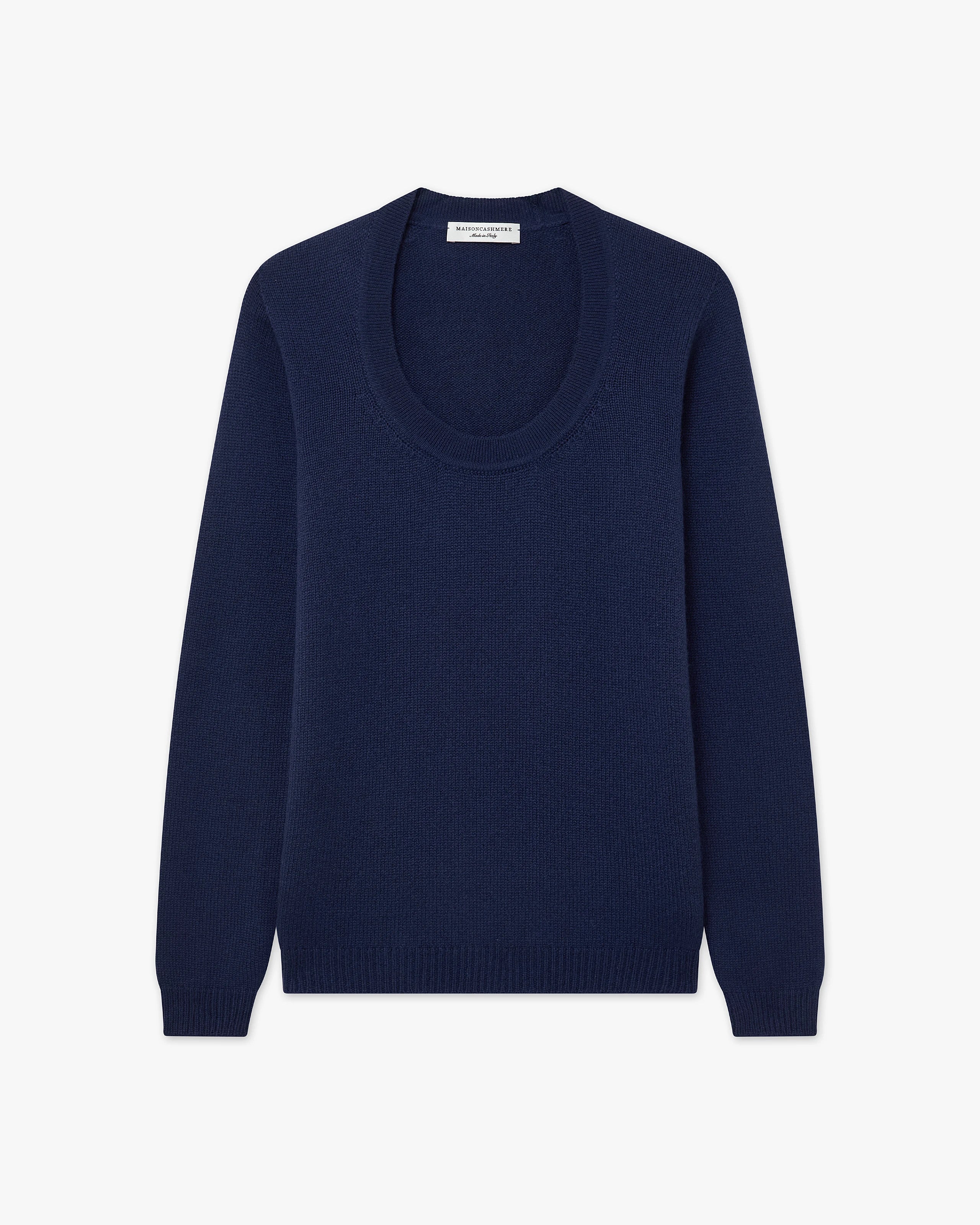 Piuma Wide Neck Sweater - Blue Cashmere