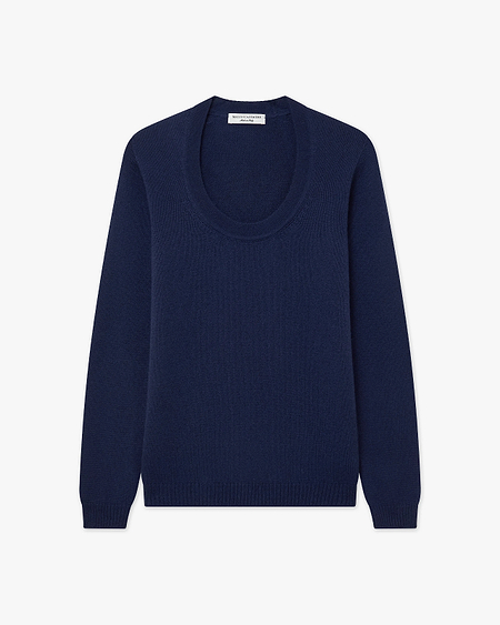 Piuma Wide Neck Sweater - Blue Cashmere