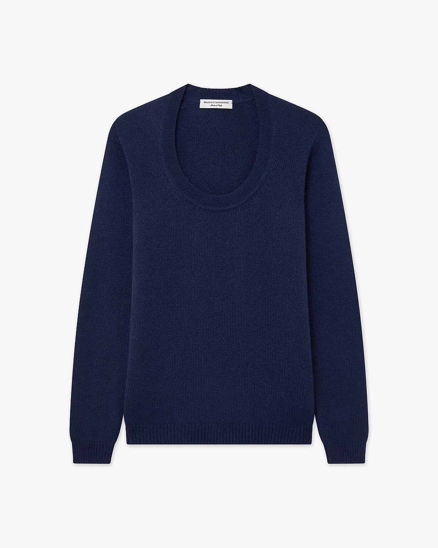 Piuma Wide Neck Sweater - Blue Cashmere