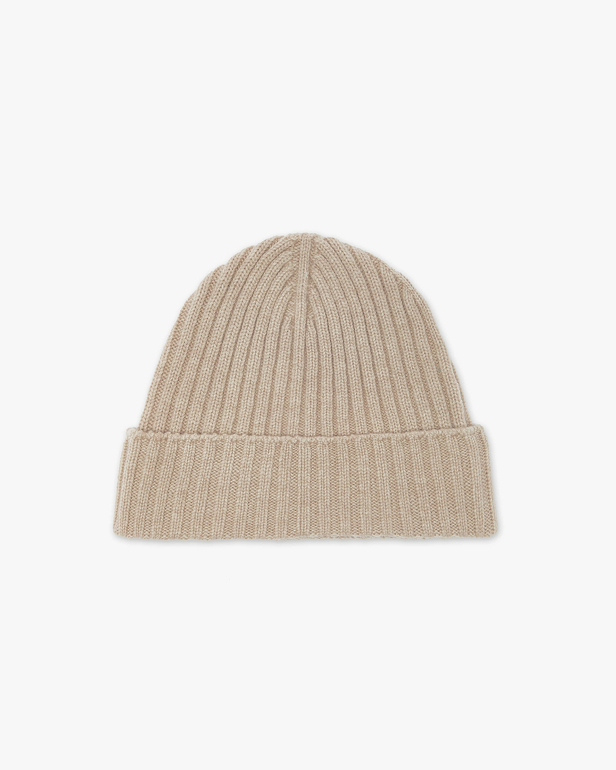 Women's Ribbed Hat - Beige Cashmere