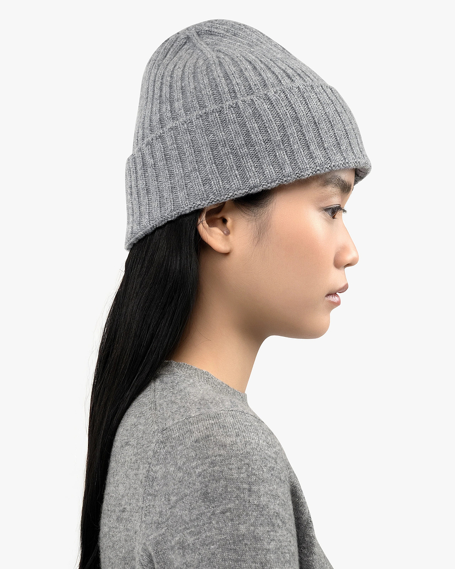 Women's Ribbed Hat - Medium Grey Cashmere
