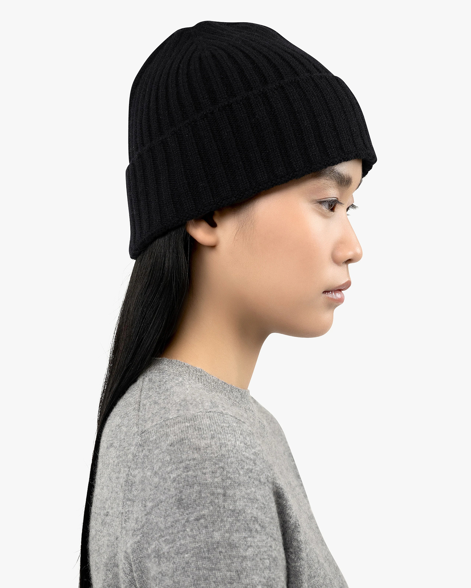 Women's Ribbed Hat - Black Cashmere