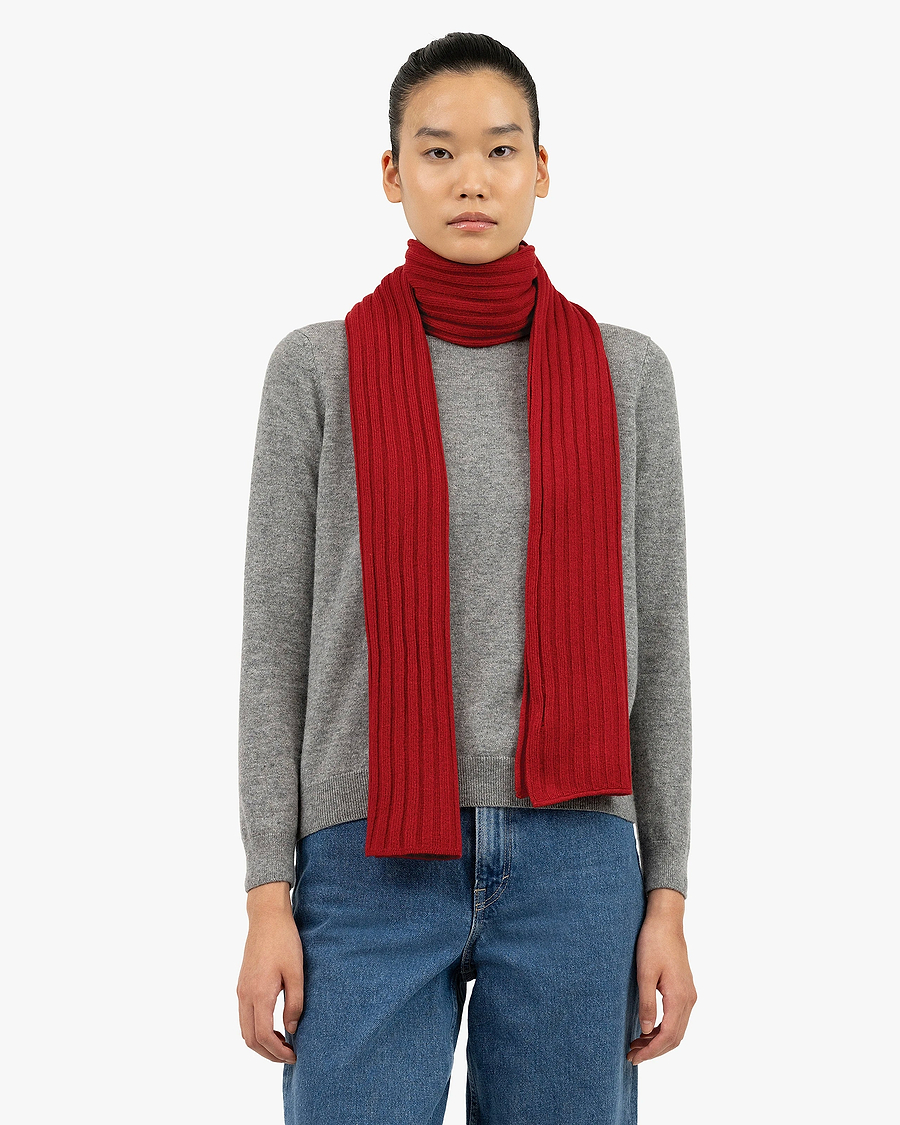 Women's Ribbed Scarf - Red Cashmere