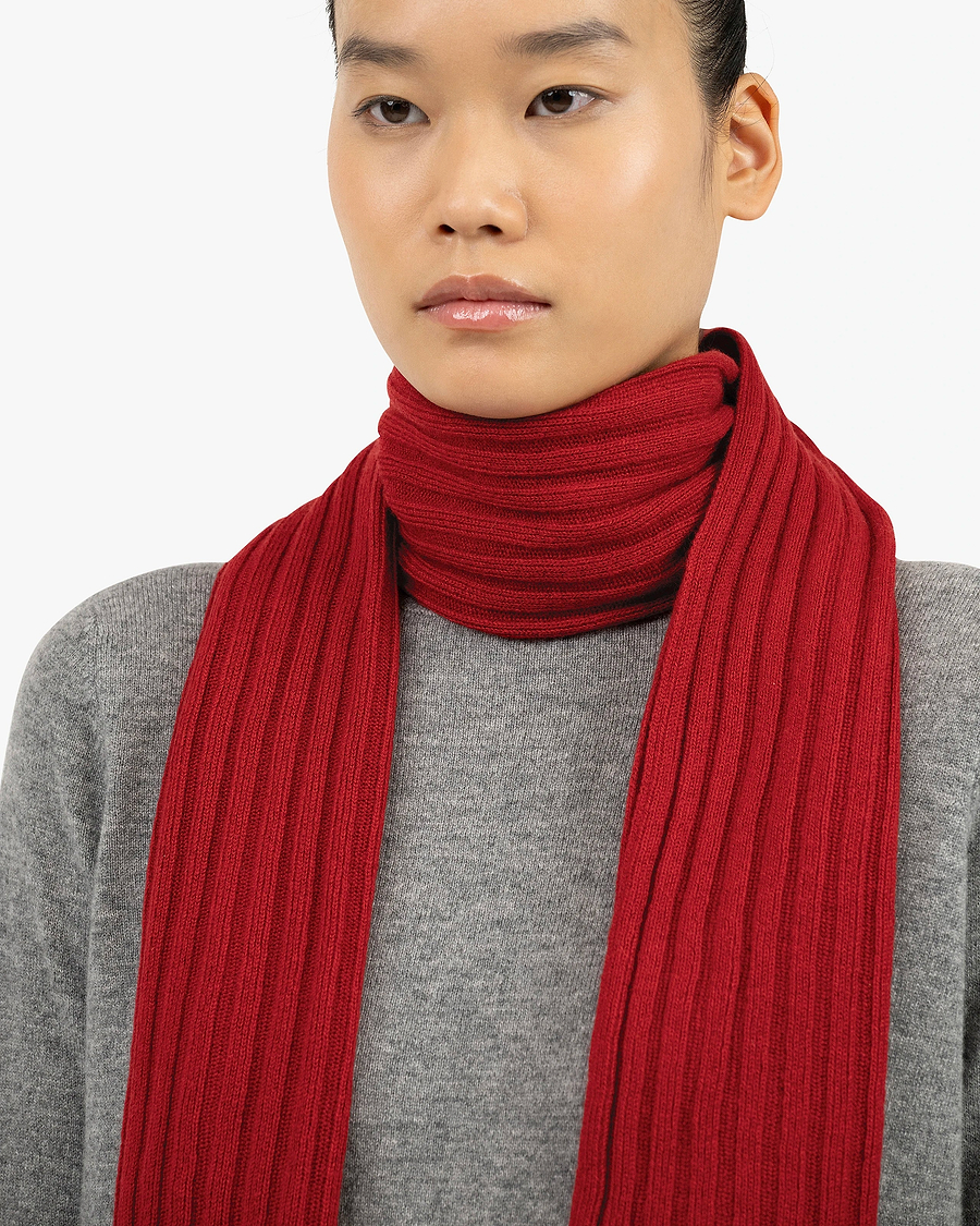 Women's Ribbed Scarf - Red Cashmere