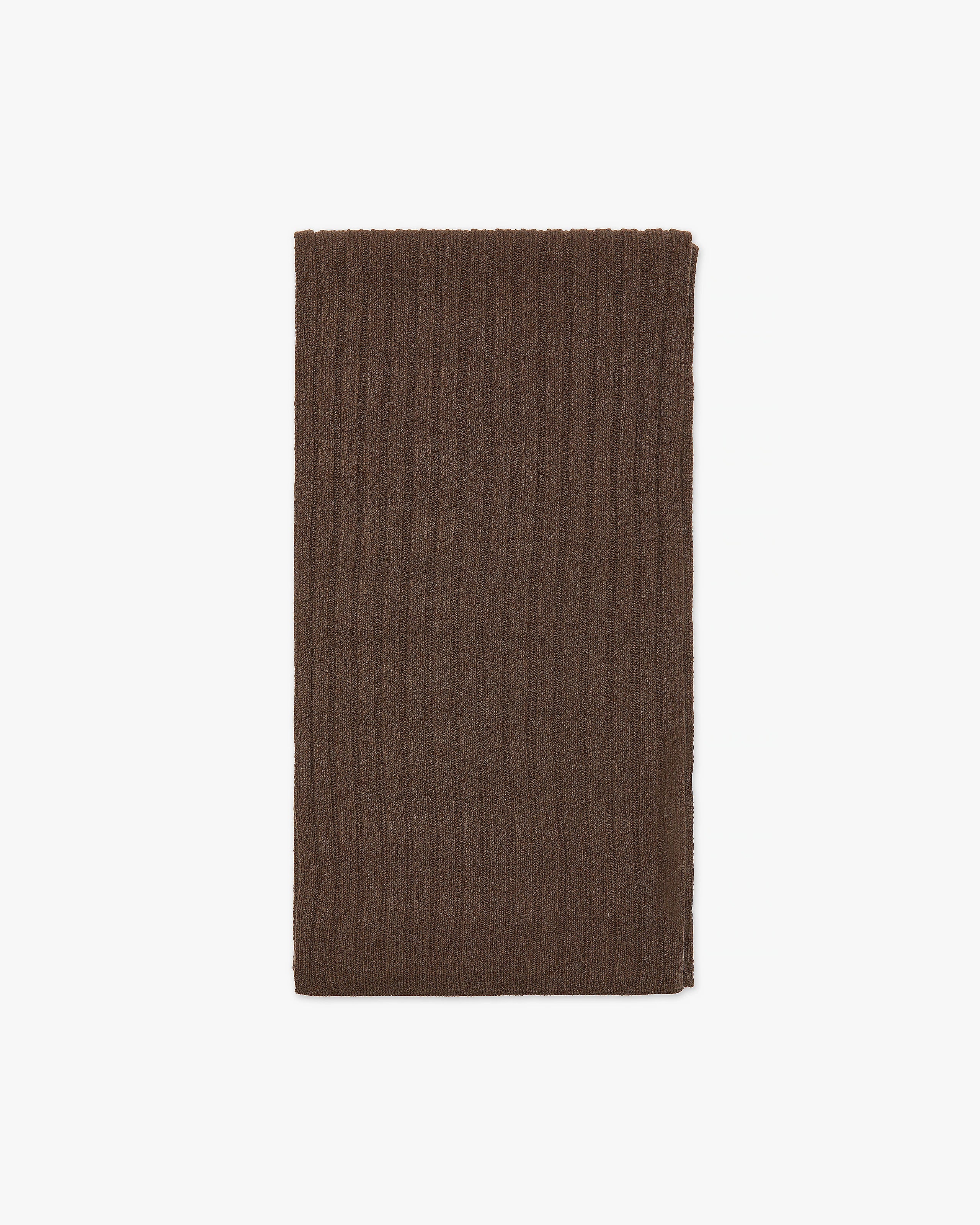Women's Ribbed Scarf - Brown Cashmere