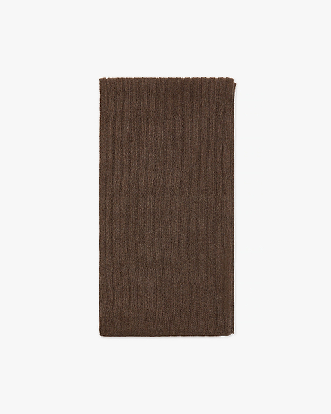 Women's Ribbed Scarf - Brown Cashmere