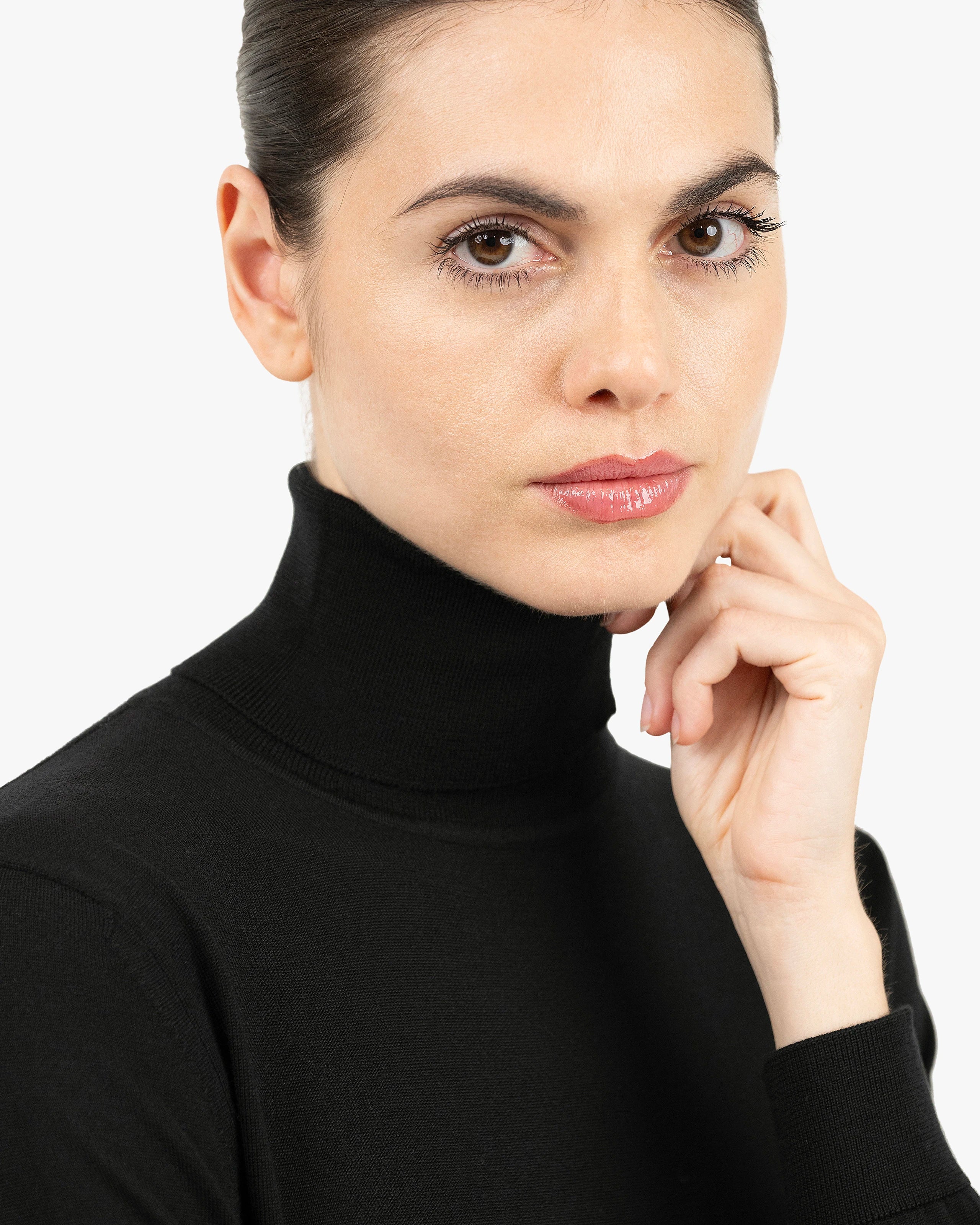 Women's Seraphine Turtleneck Sweater - Black Merino Superfine