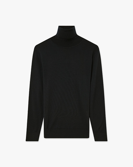 Women's Seraphine Turtleneck Sweater - Black Merino Superfine
