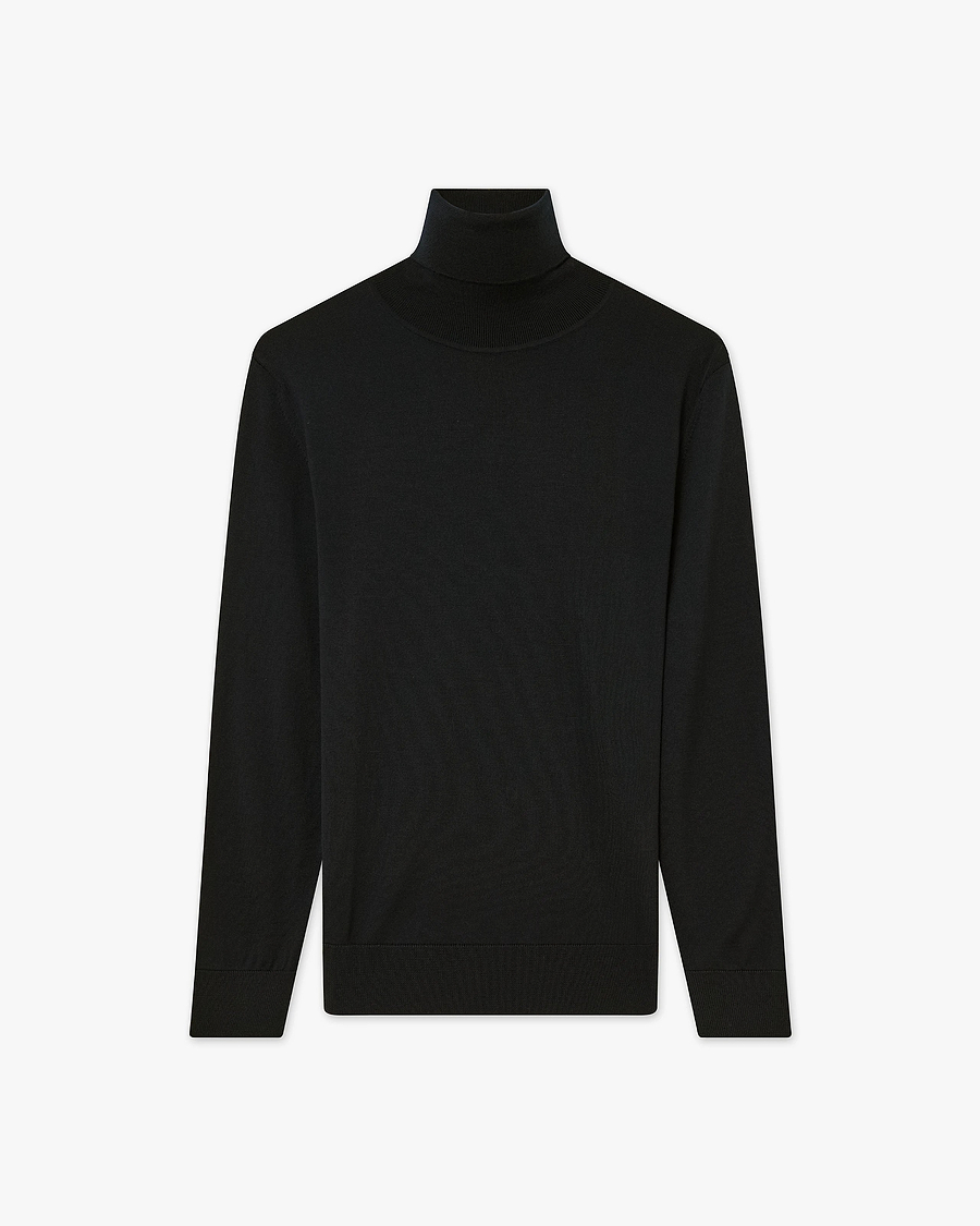 Women's Seraphine Turtleneck Sweater - Black Merino Superfine