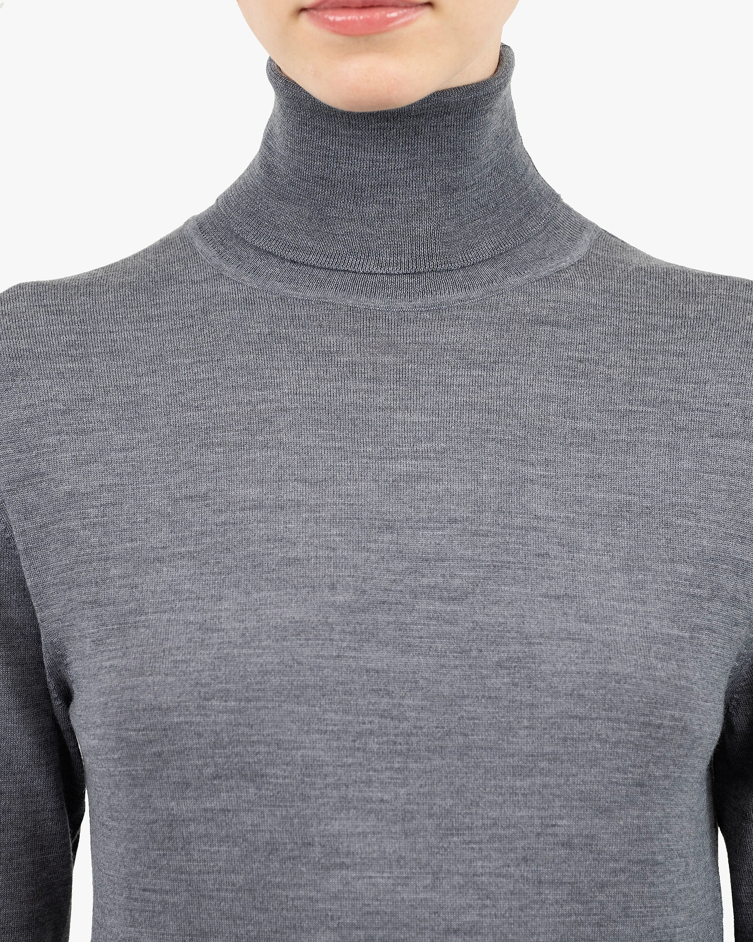 Women's Seraphine Turtleneck Sweater - Grey Merino Superfine