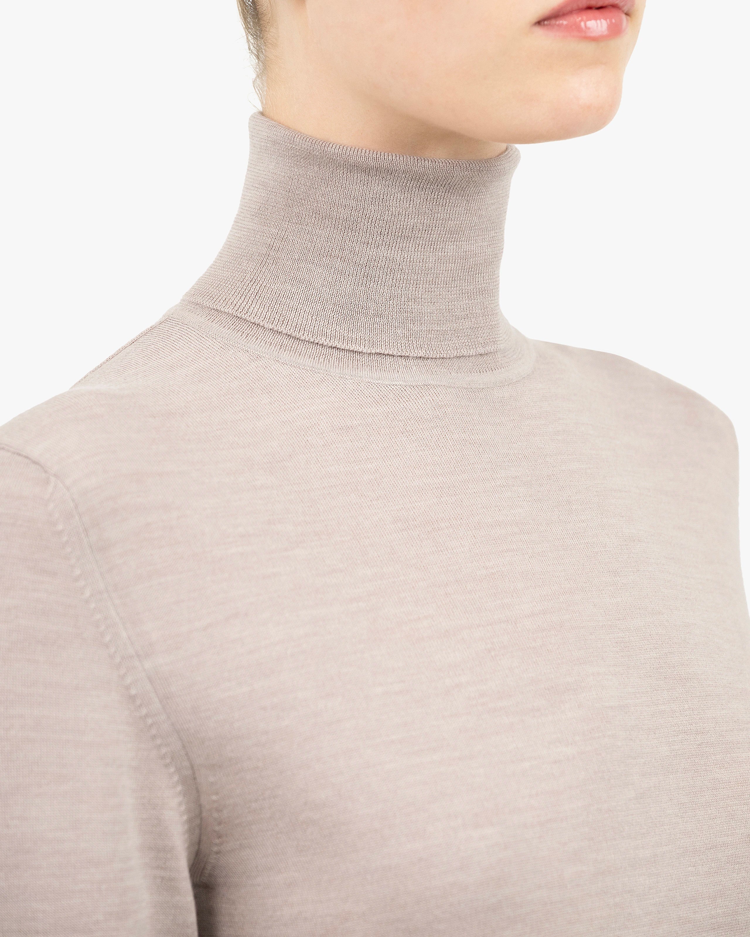 Women's Seraphine Turtleneck Sweater - Beige Merino Superfine