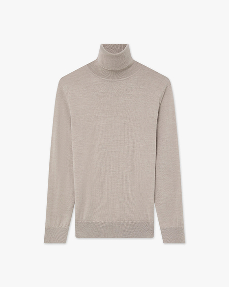 Women's Seraphine Turtleneck Sweater - Beige Merino Superfine