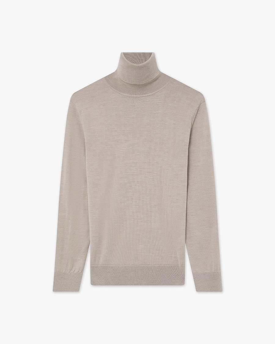 Women's Seraphine Turtleneck Sweater - Beige Merino Superfine