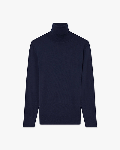 Women's Seraphine Turtleneck Sweater - Blue Merino Superfine