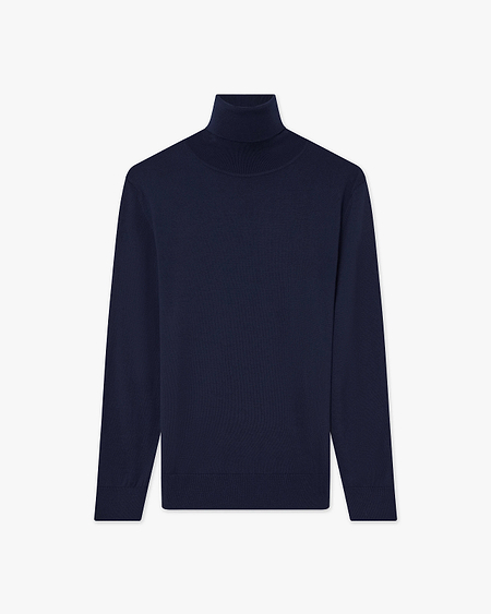 Women's Seraphine Turtleneck Sweater - Blue Merino Superfine