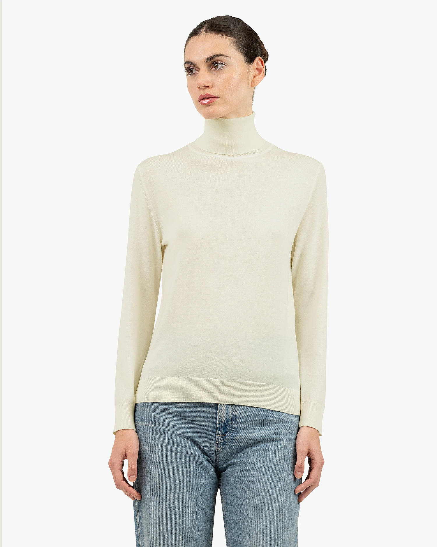 Women's Seraphine Turtleneck Sweater - White Merino Superfine