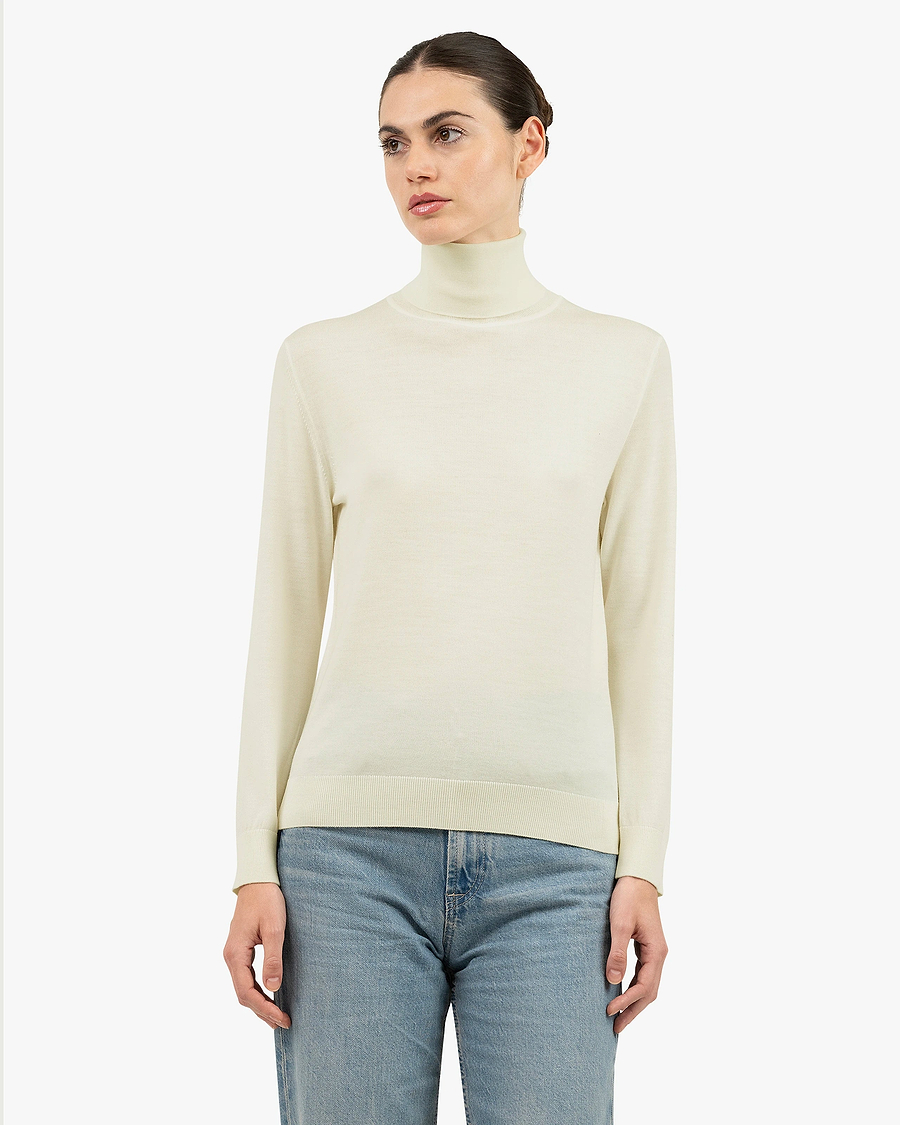 Women's Seraphine Turtleneck Sweater - White Merino Superfine