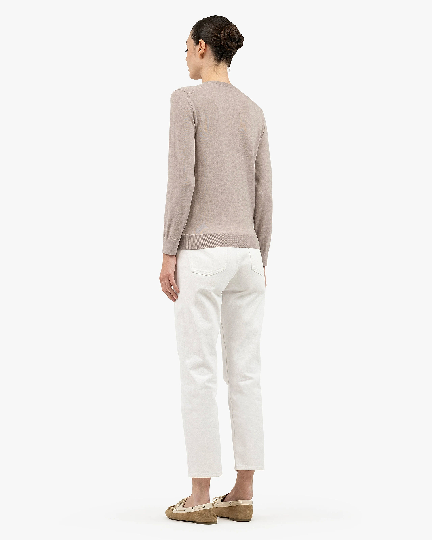 Women's Seraphine V-Neck Sweater - Beige Merino Superfine