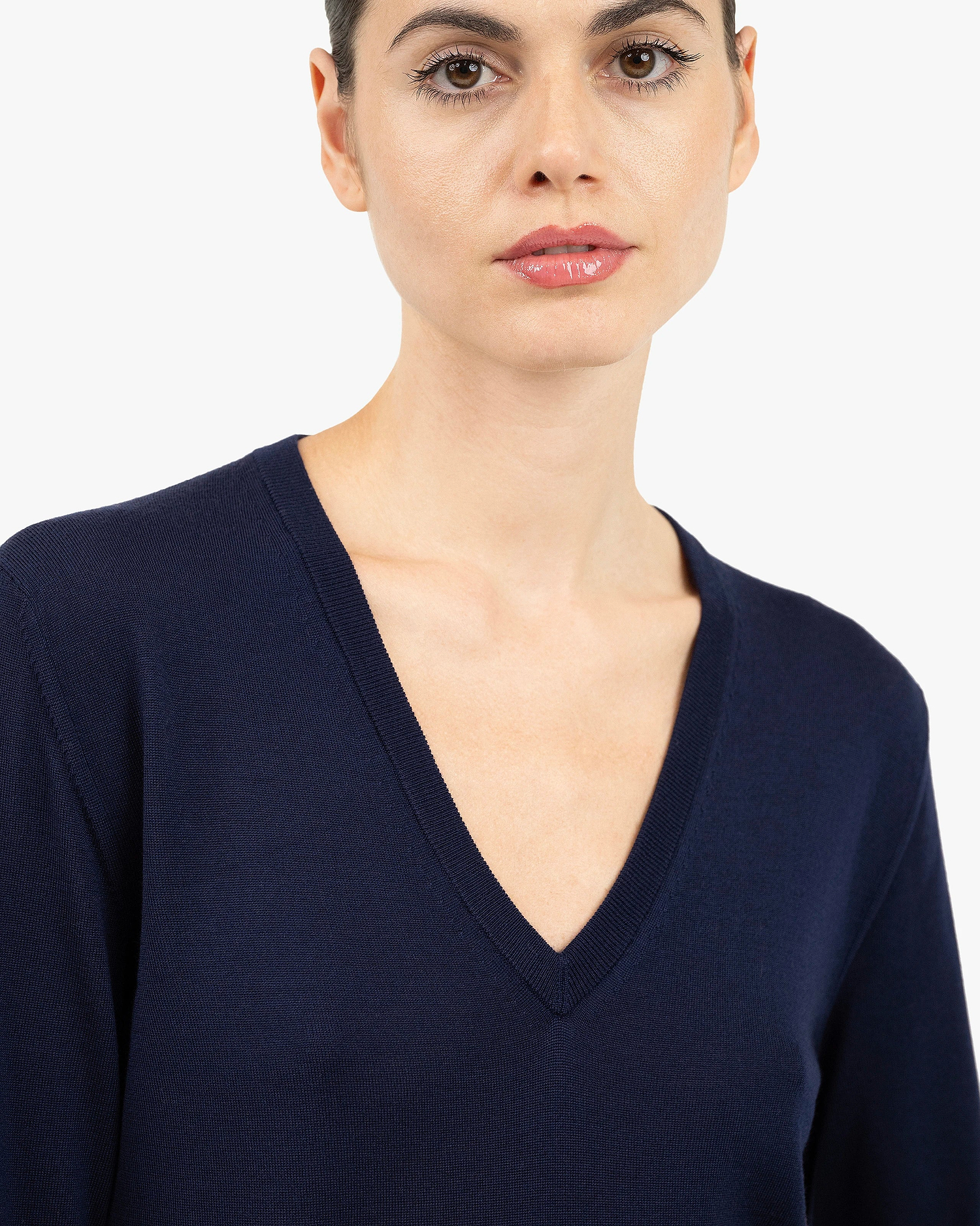 Women's Seraphine V-Neck Sweater - Blue Merino Superfine