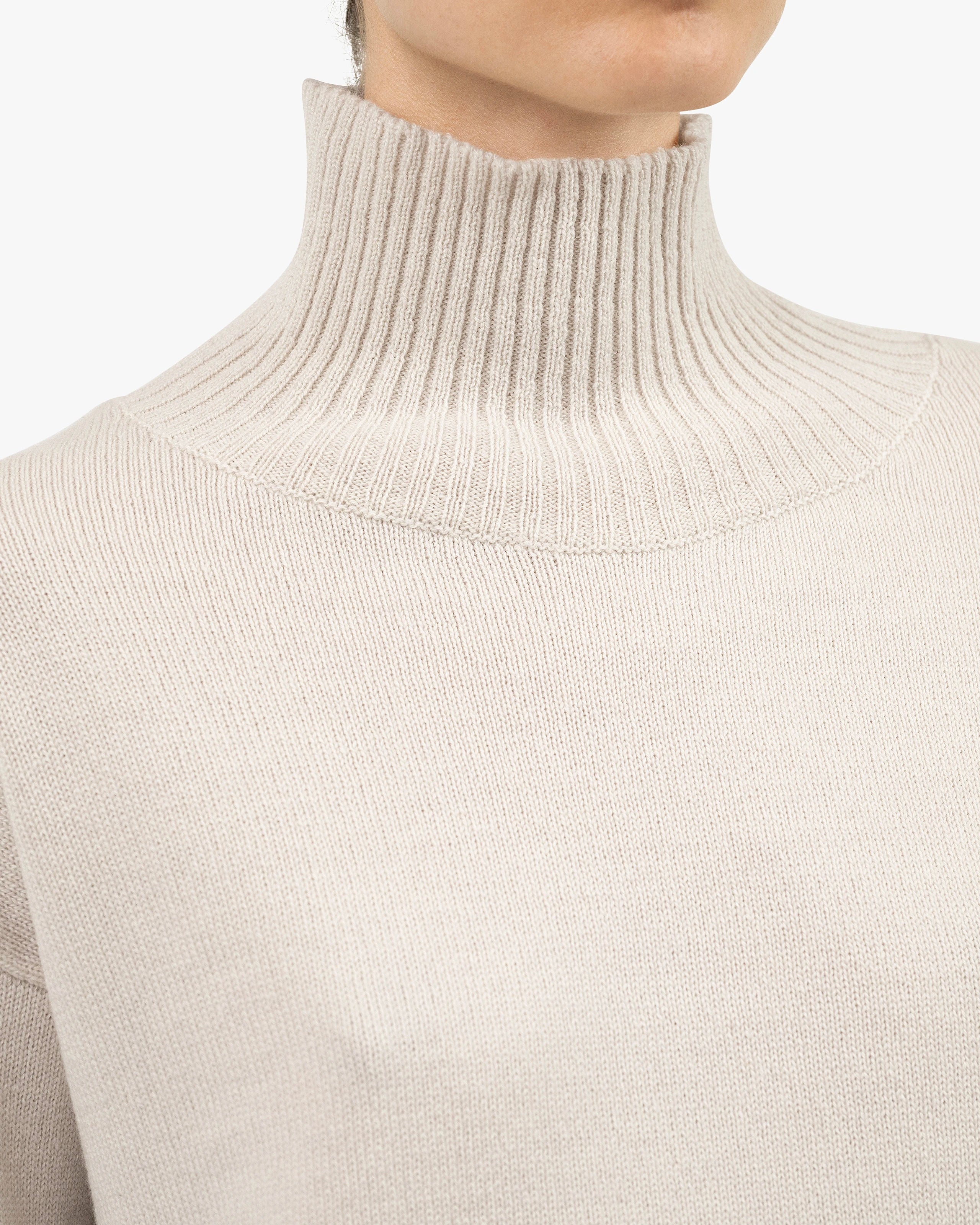 Siena Mock Neck Sweater - White Merino / Cashmere