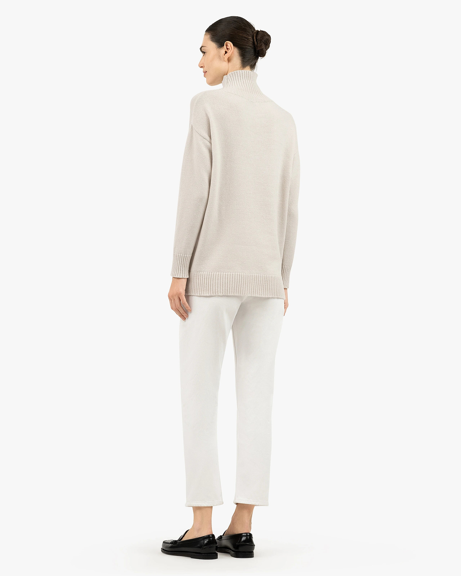Siena Mock Neck Sweater - White Merino / Cashmere