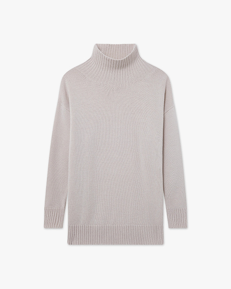 Siena Mock Neck Sweater - White Merino / Cashmere
