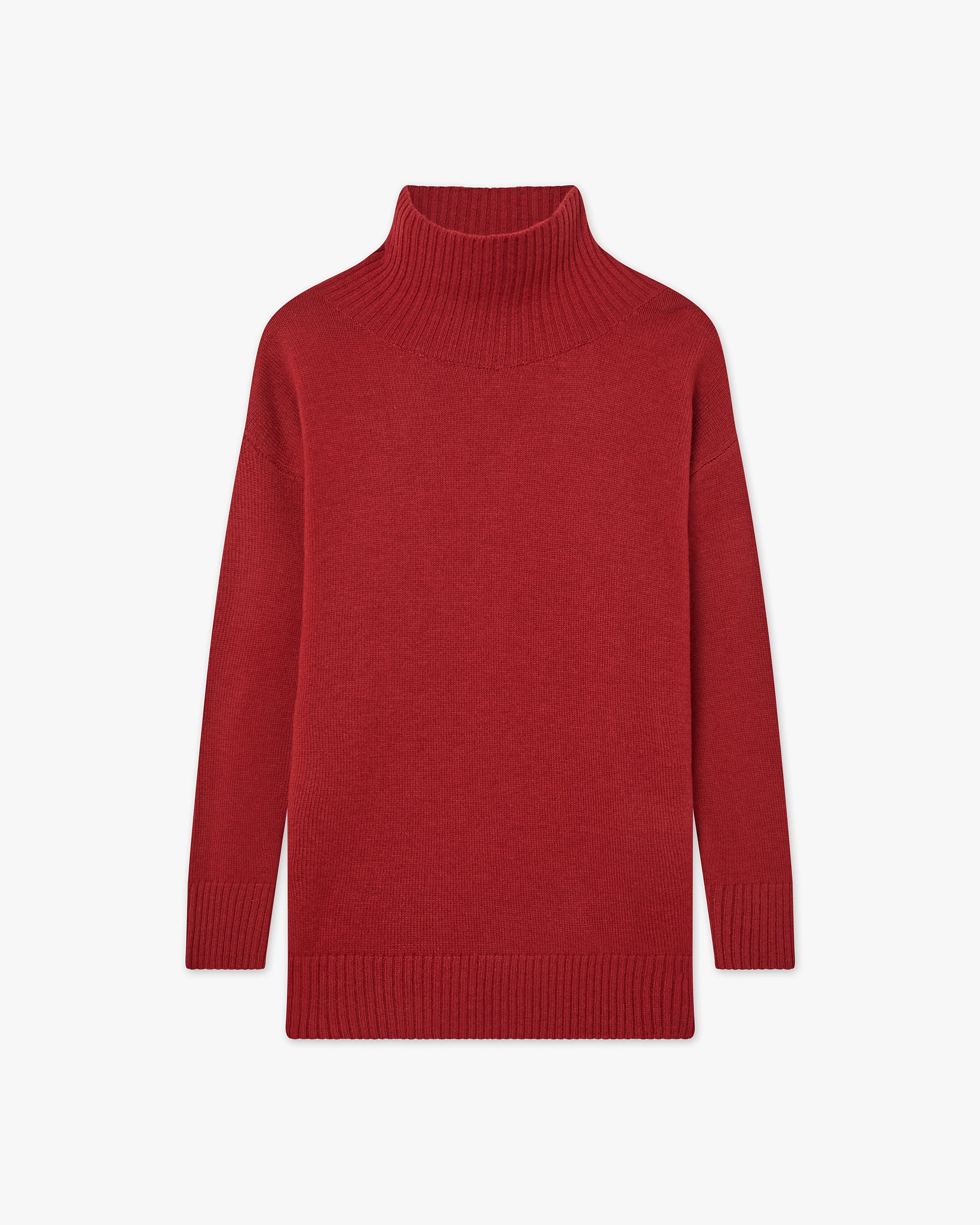 Siena Mock Neck Sweater - Red Merino / Cashmere