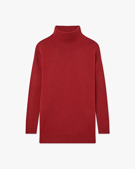 Siena Mock Neck Sweater - Red Merino / Cashmere