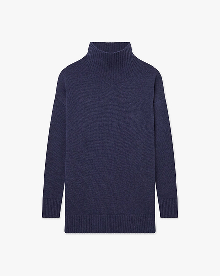 Siena Mock Neck Sweater - Blue Merino / Cashmere