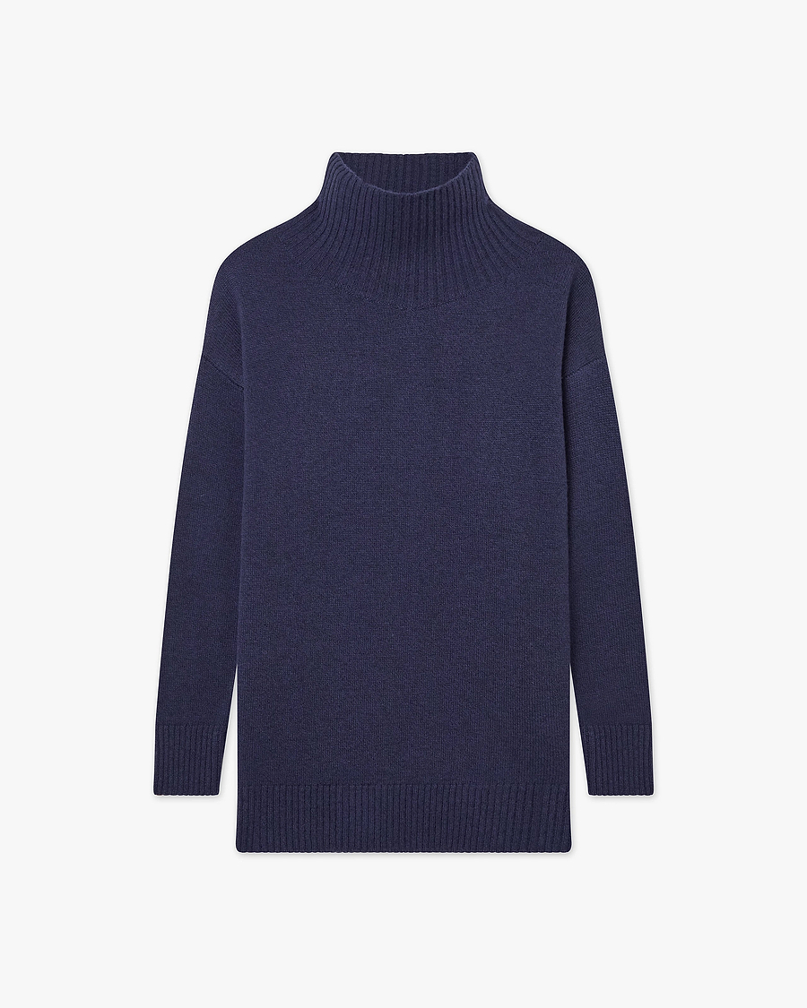 Siena Mock Neck Sweater - Blue Merino / Cashmere