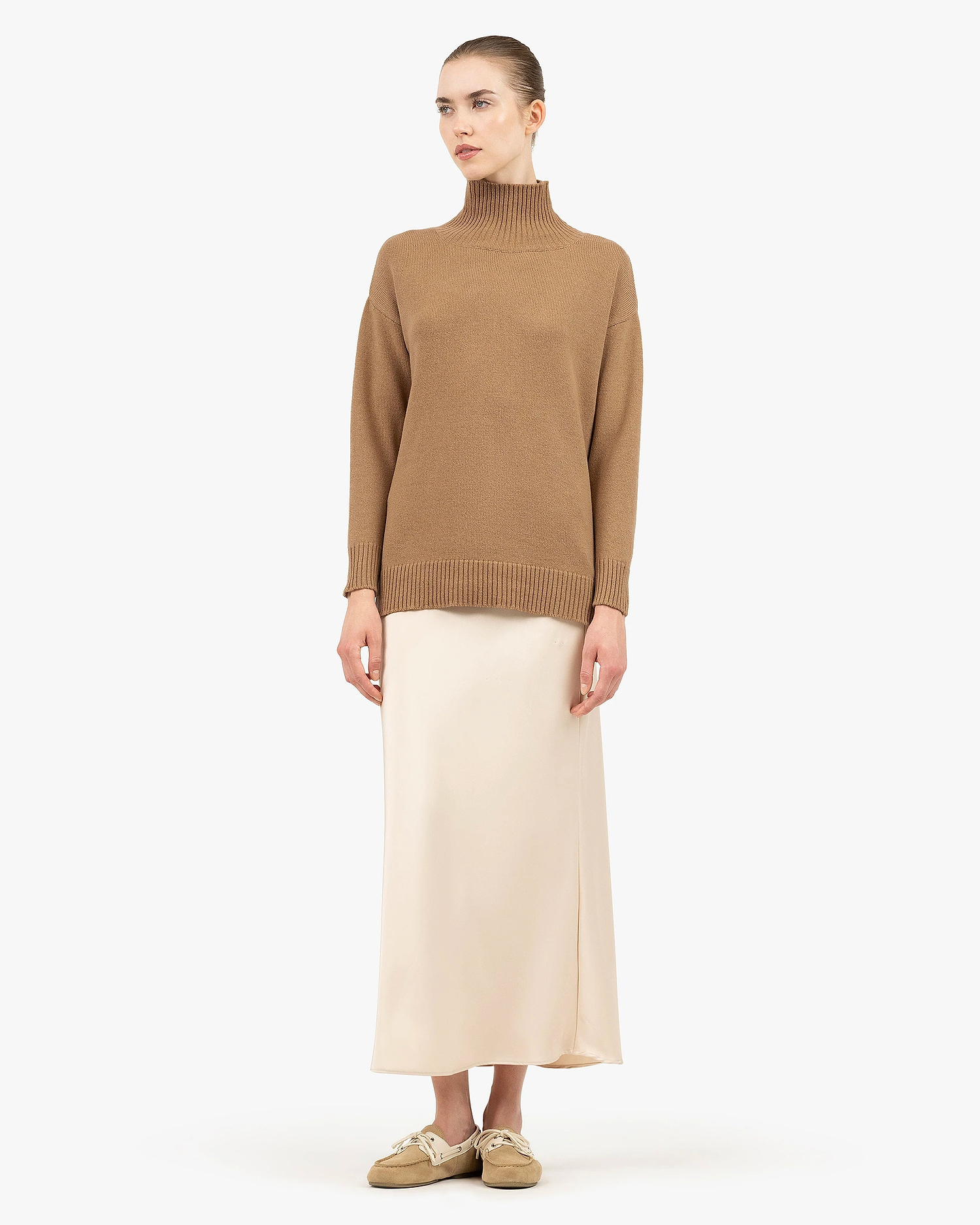 Siena Mock Neck Sweater - Camel Merino / Cashmere