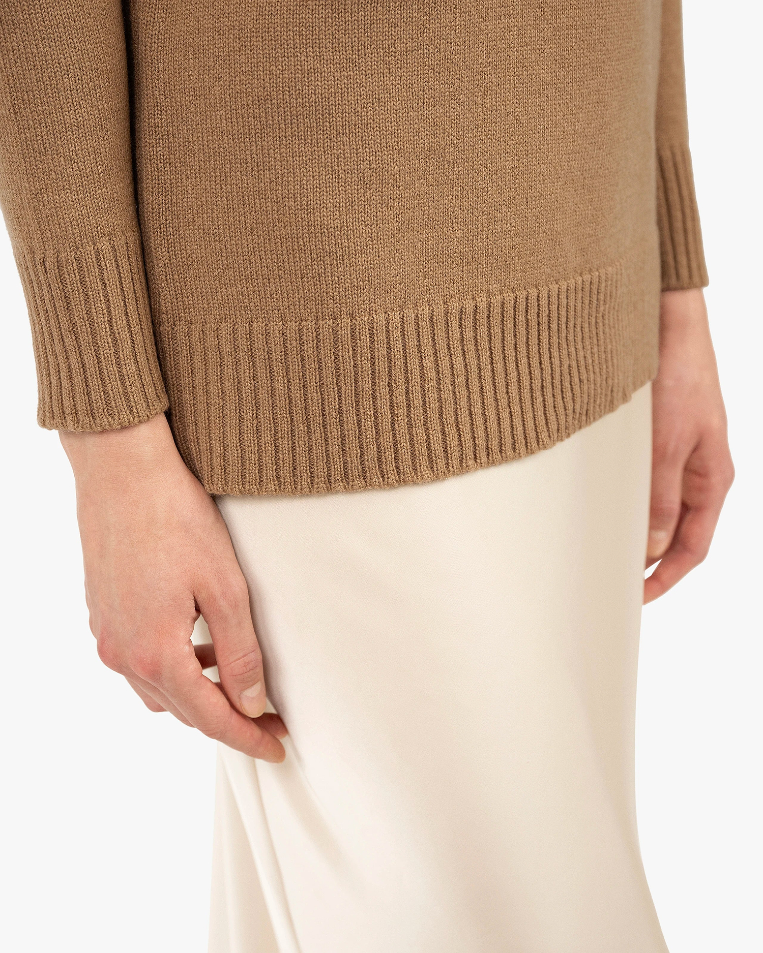 Siena Mock Neck Sweater - Camel Merino / Cashmere