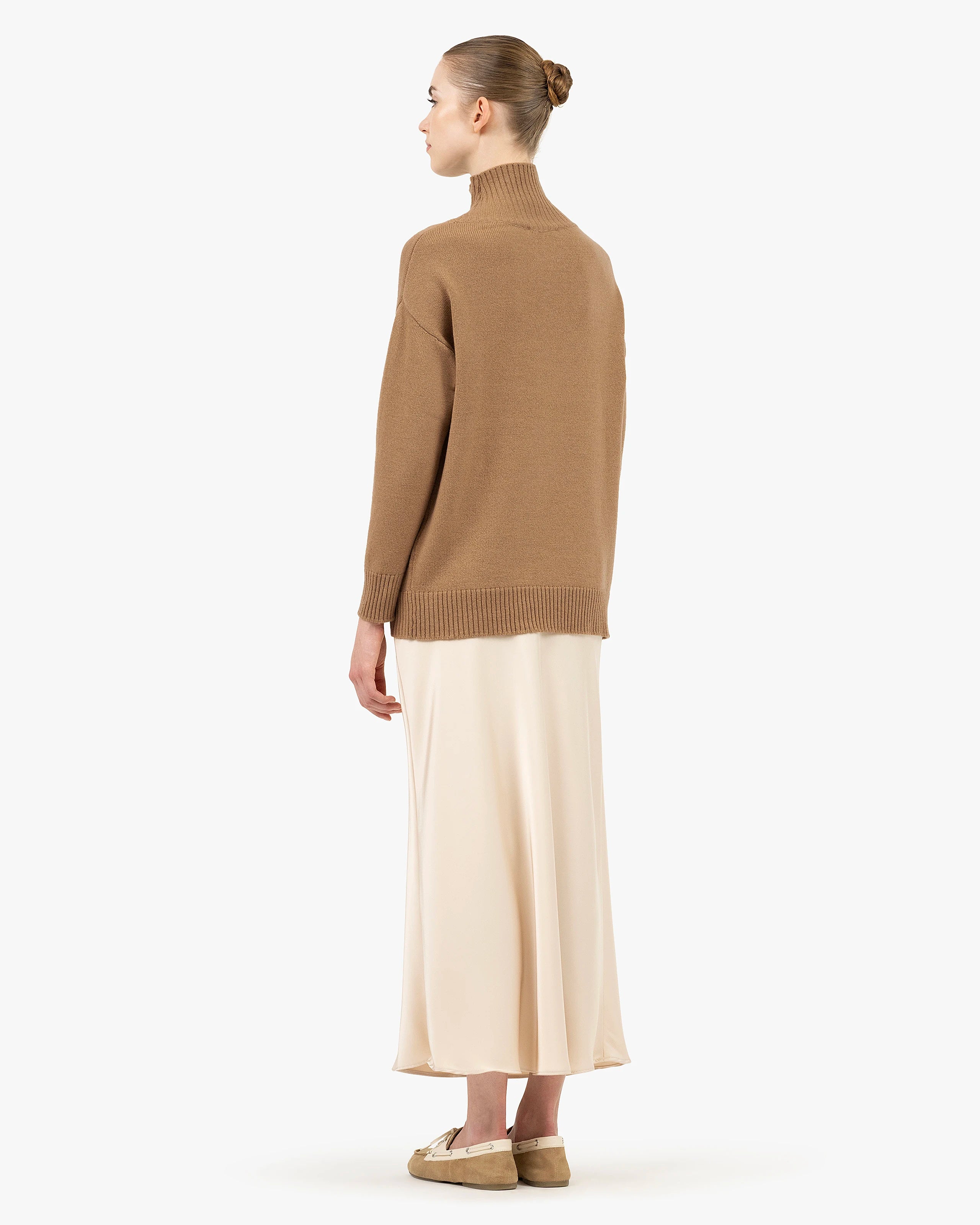 Siena Mock Neck Sweater - Camel Merino / Cashmere