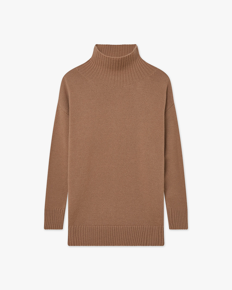 Siena Mock Neck Sweater - Camel Merino / Cashmere