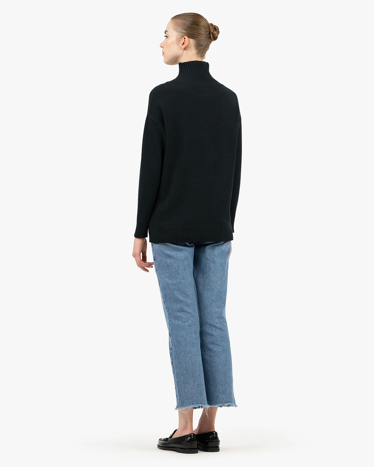 Siena Mock Neck Sweater - Black Merino / Cashmere