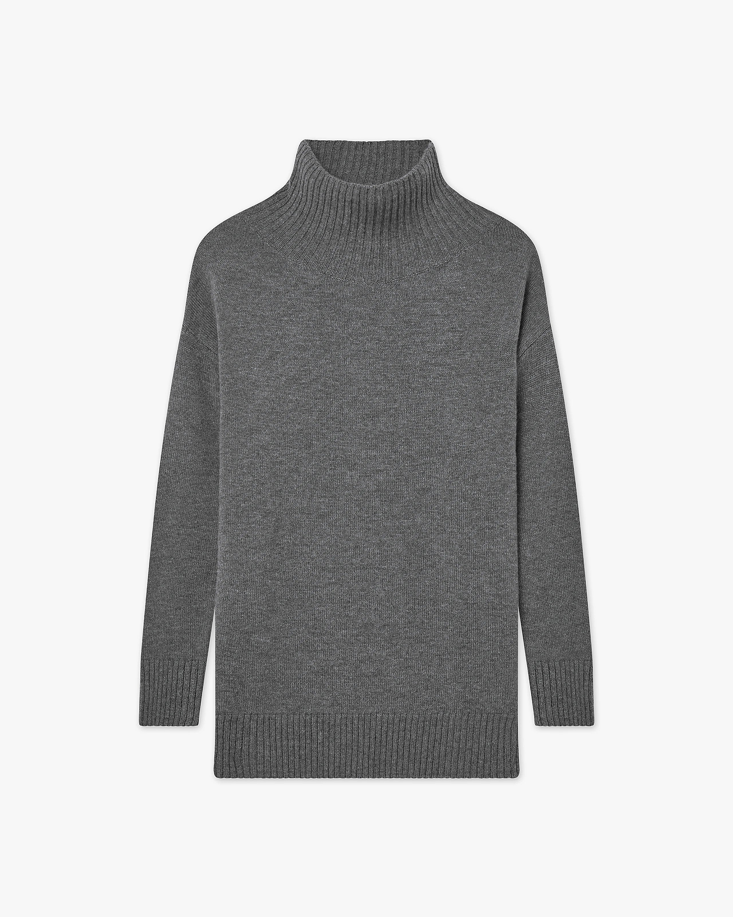 Siena Mock Neck Sweater - Medium Grey Merino / Cashmere