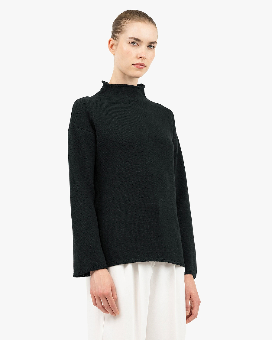 Women's Siena Sweater - Black Merino / Cashmere