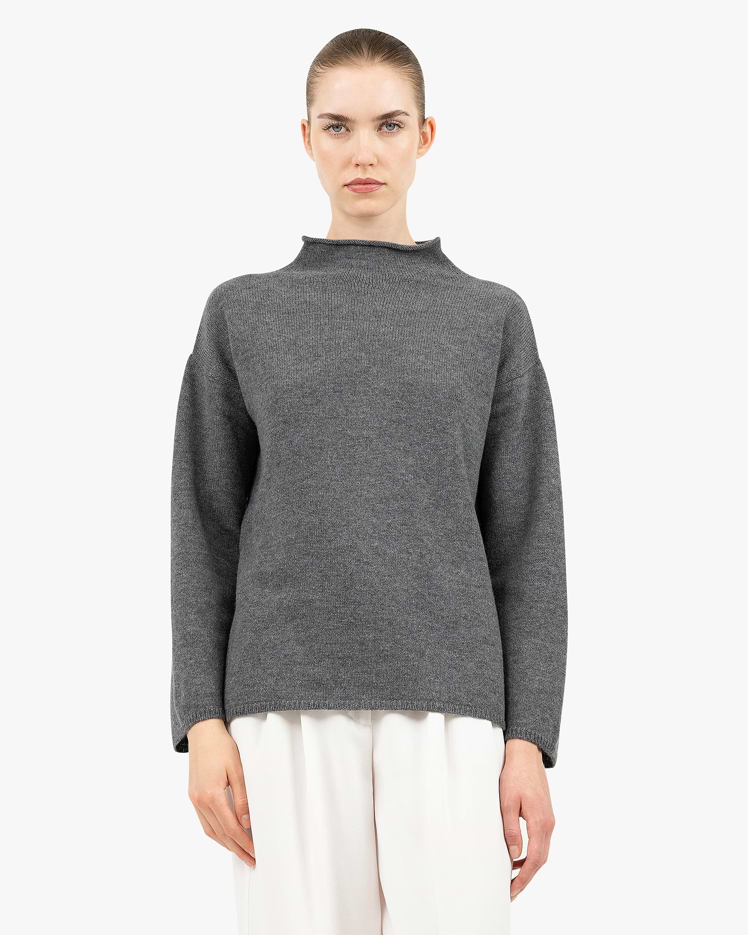 Women's Siena Wool-Cashmere Sweater - Medium Grey Women's Siena Wool-Cashmere Sweater - Medium Grey