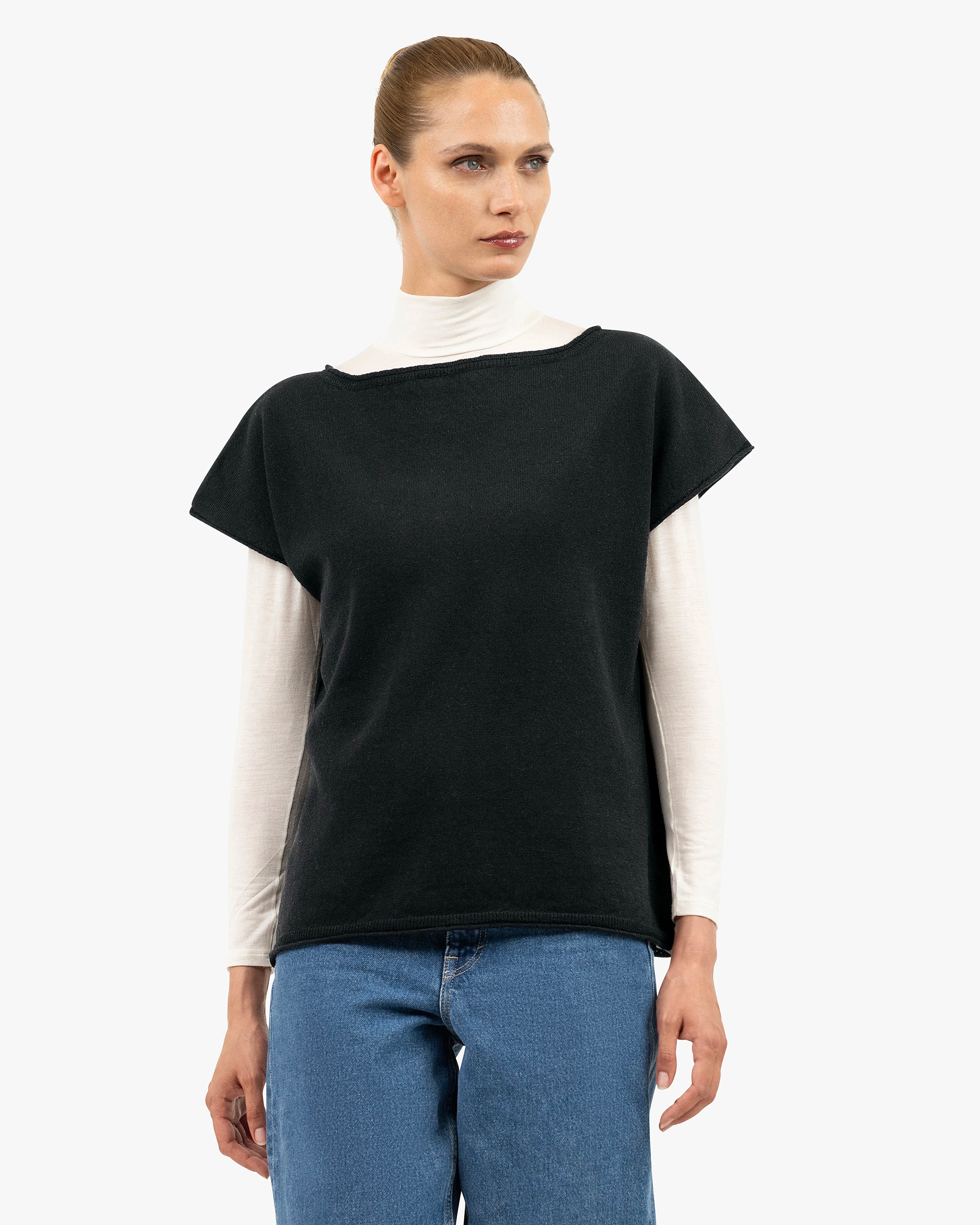 Siena Top Sweater - Black Merino / Cashmere