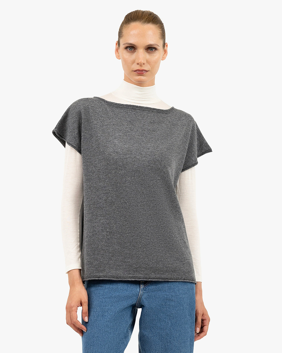 Siena Top Sweater - Medium Grey Merino / Cashmere