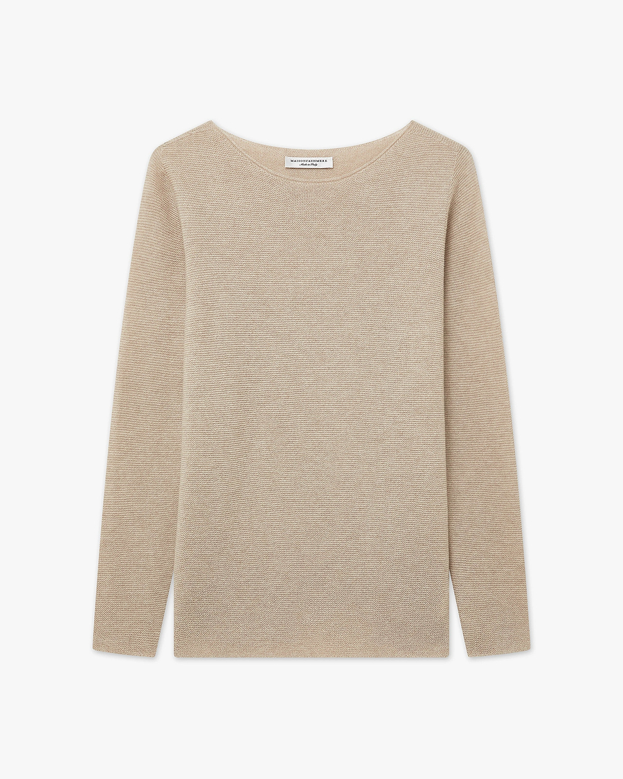 Soffio Boat Neck Sweater - Beige Cashmere