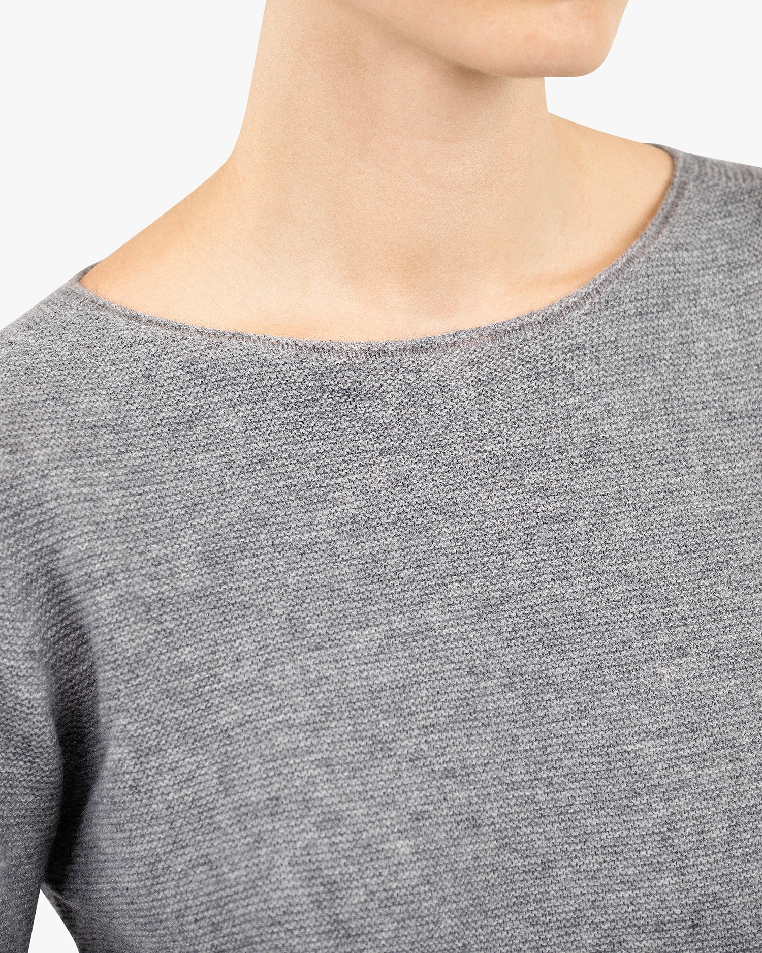 Soffio Boat Neck Sweater - Medium Grey Cashmere