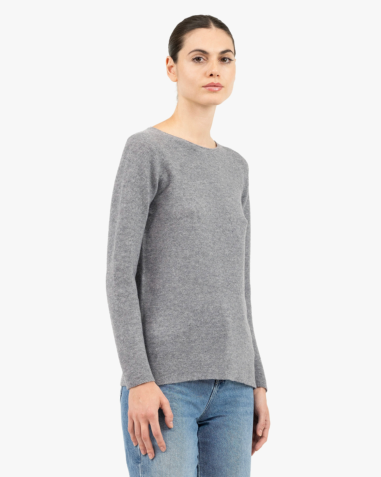 Soffio Boat Neck Sweater - Medium Grey Cashmere