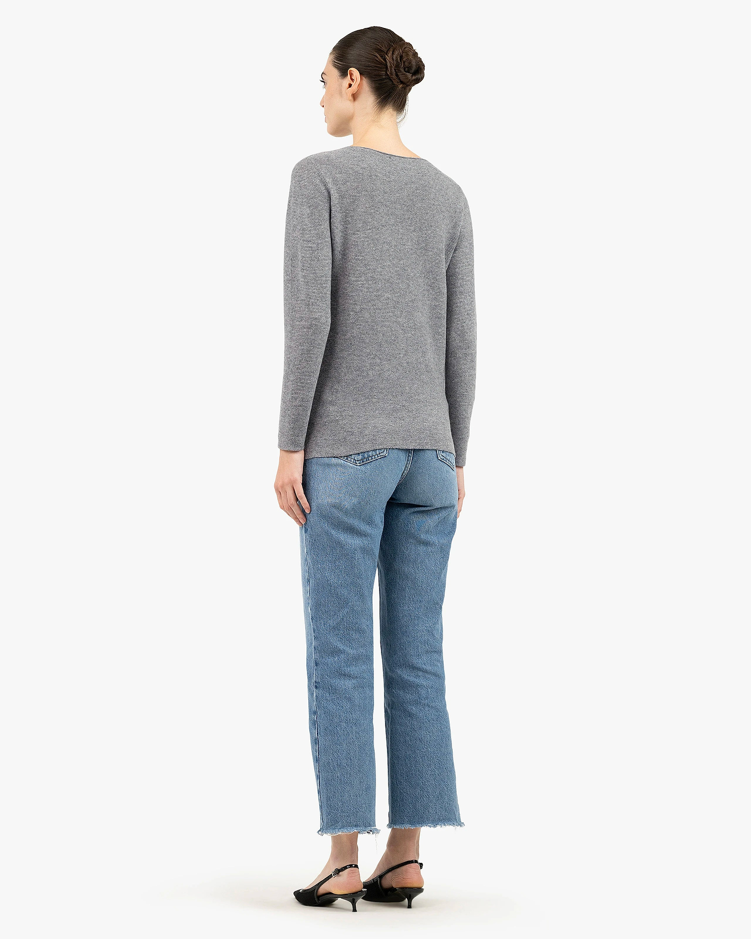 Soffio Boat Neck Sweater - Medium Grey Cashmere