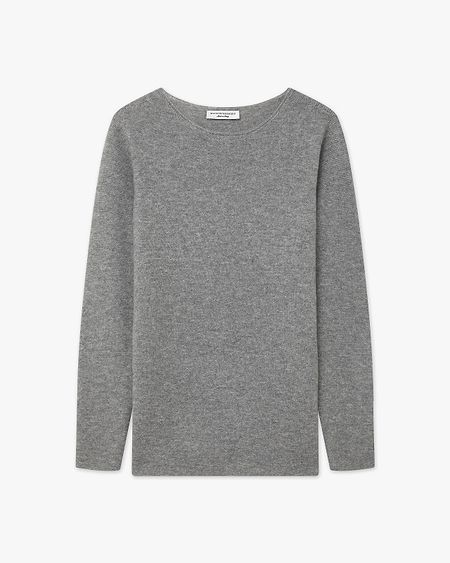 Soffio Boat Neck Sweater - Medium Grey Cashmere