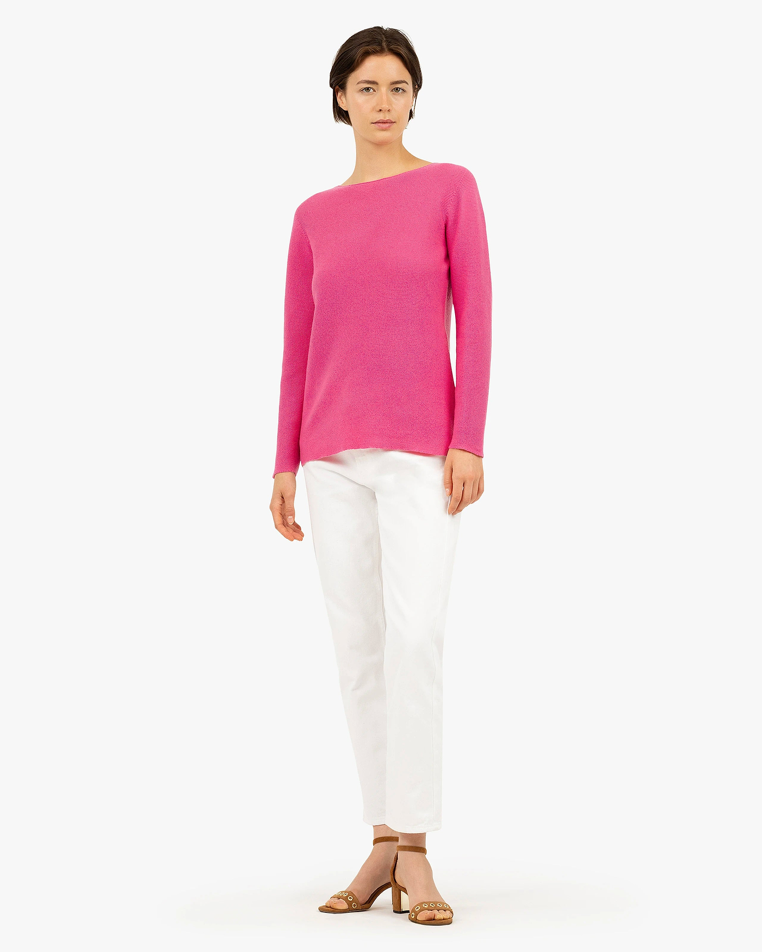 Soffio Boat Neck Sweater - Fuchsia Cashmere