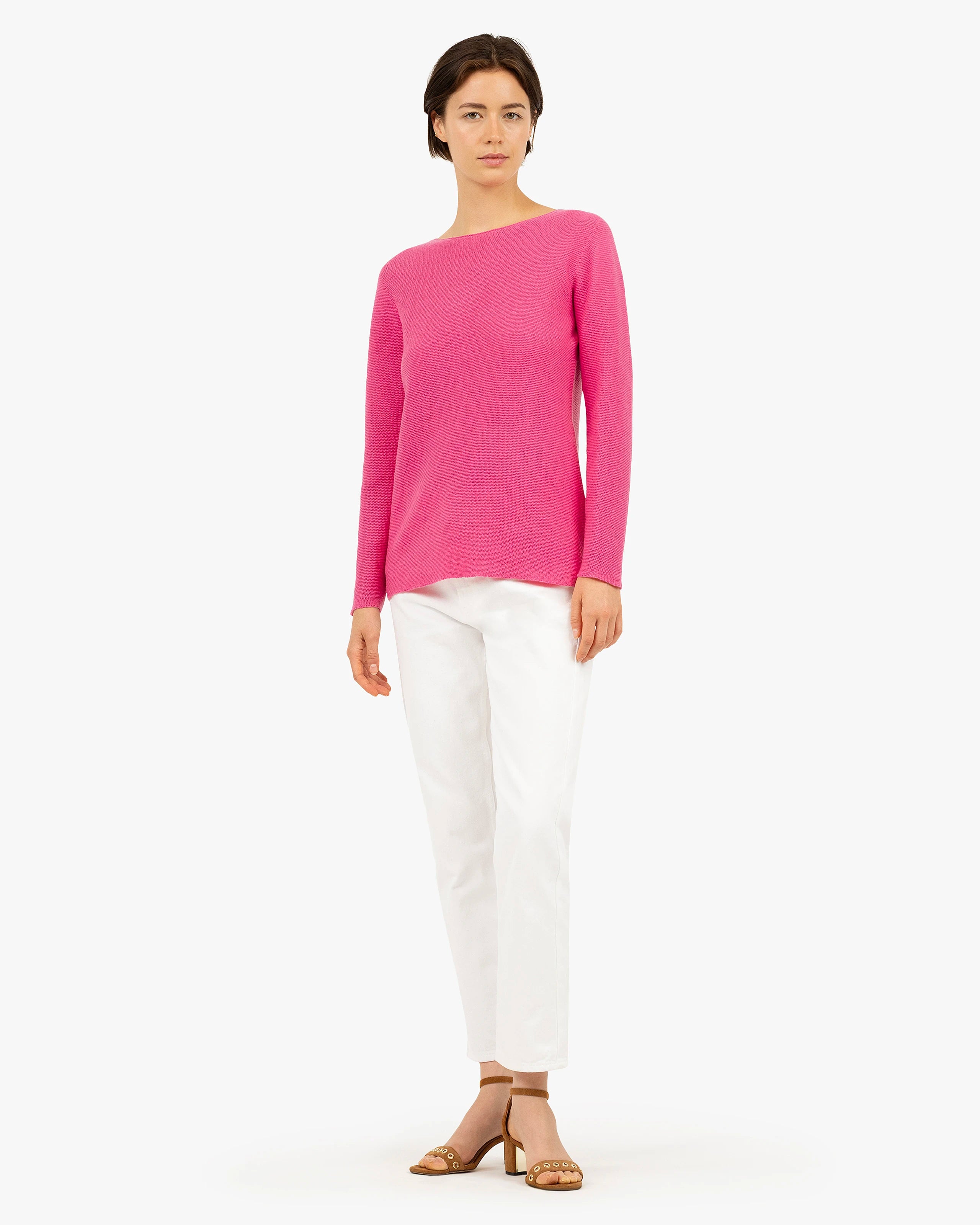 Soffio Boat Neck Sweater - Fuchsia Cashmere