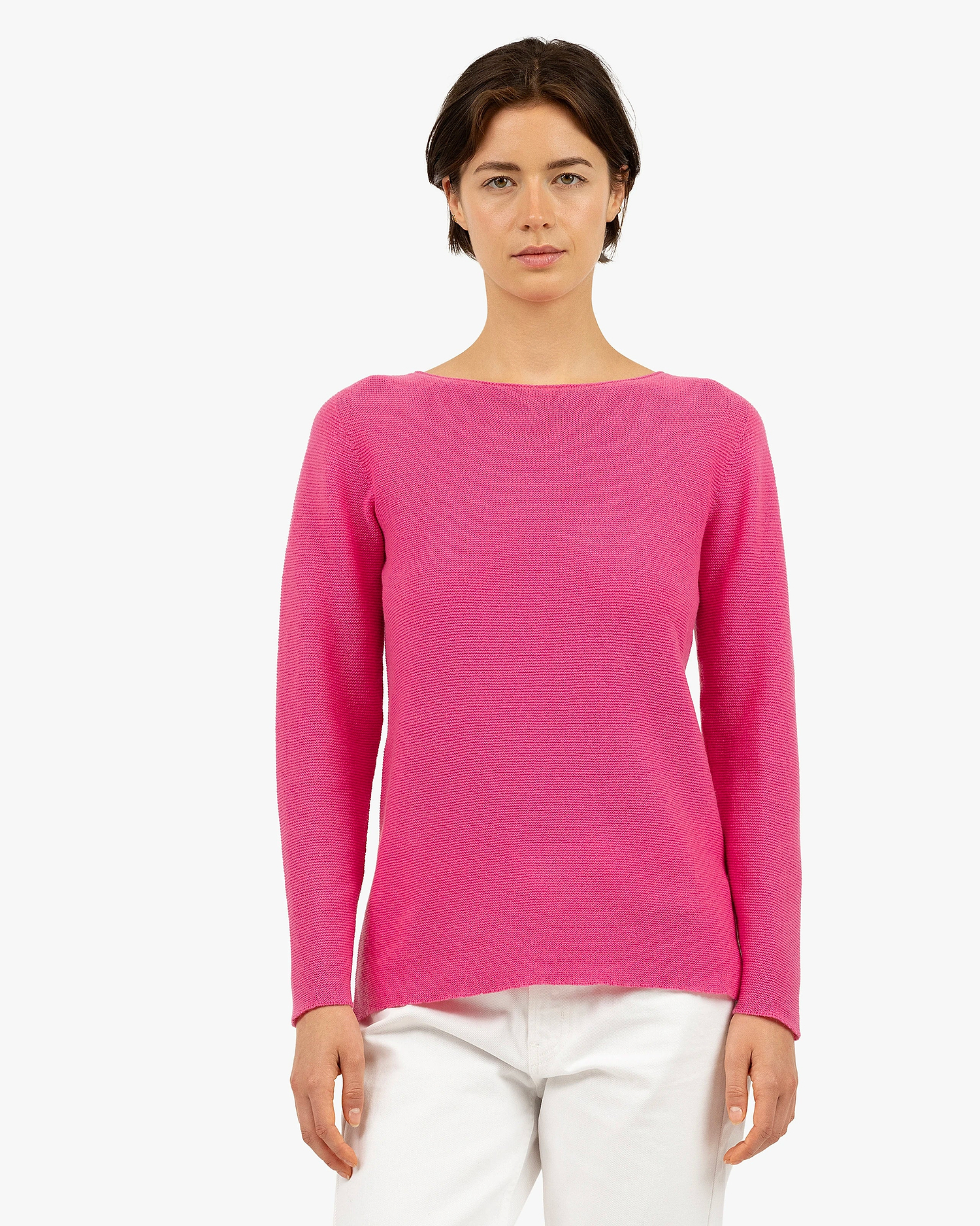 Soffio Boat Neck Sweater - Fuchsia Cashmere